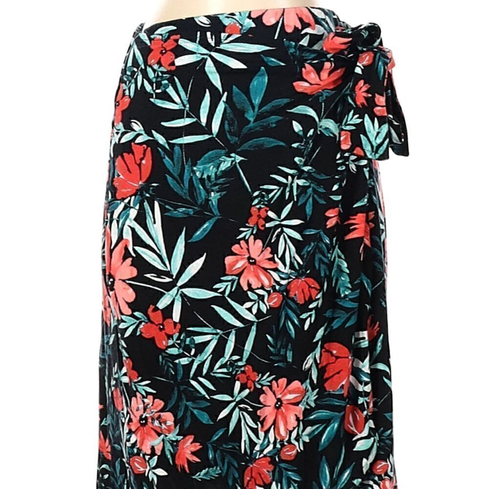 Adrienne Vittadini Women's Green Floral Hawaiian Tropical Beach Wrap Dress, XS